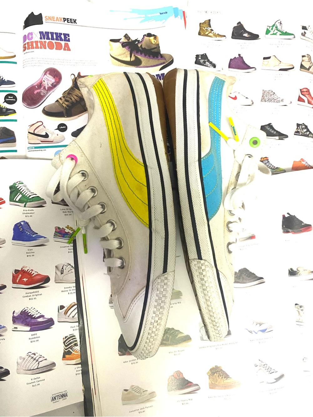 Rare VintagePuma White Sneakers with multi color Swooshes